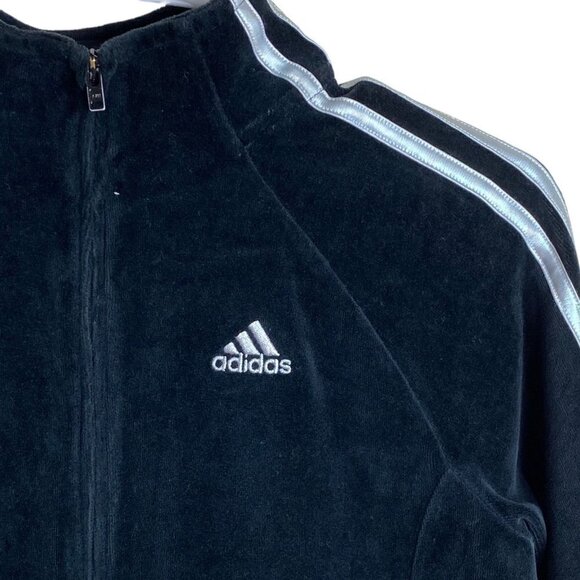 Adidas Girls' Black Iconic Tricot Jogger Full-Zip Jacket Iridescence Stripes Sz - Picture 3 of 7